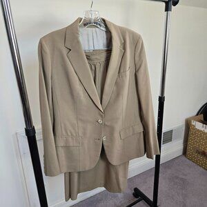 Saint Laurie Women's Khaki Lined Skirted Suit, Size 12, Hand Stitched